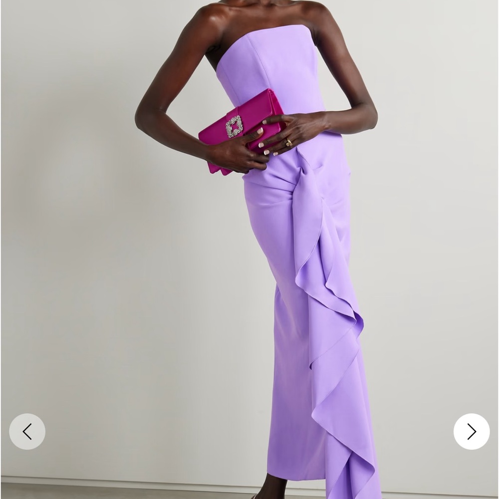 SOLACE LONDON Thalia strapless ruffled cady gown